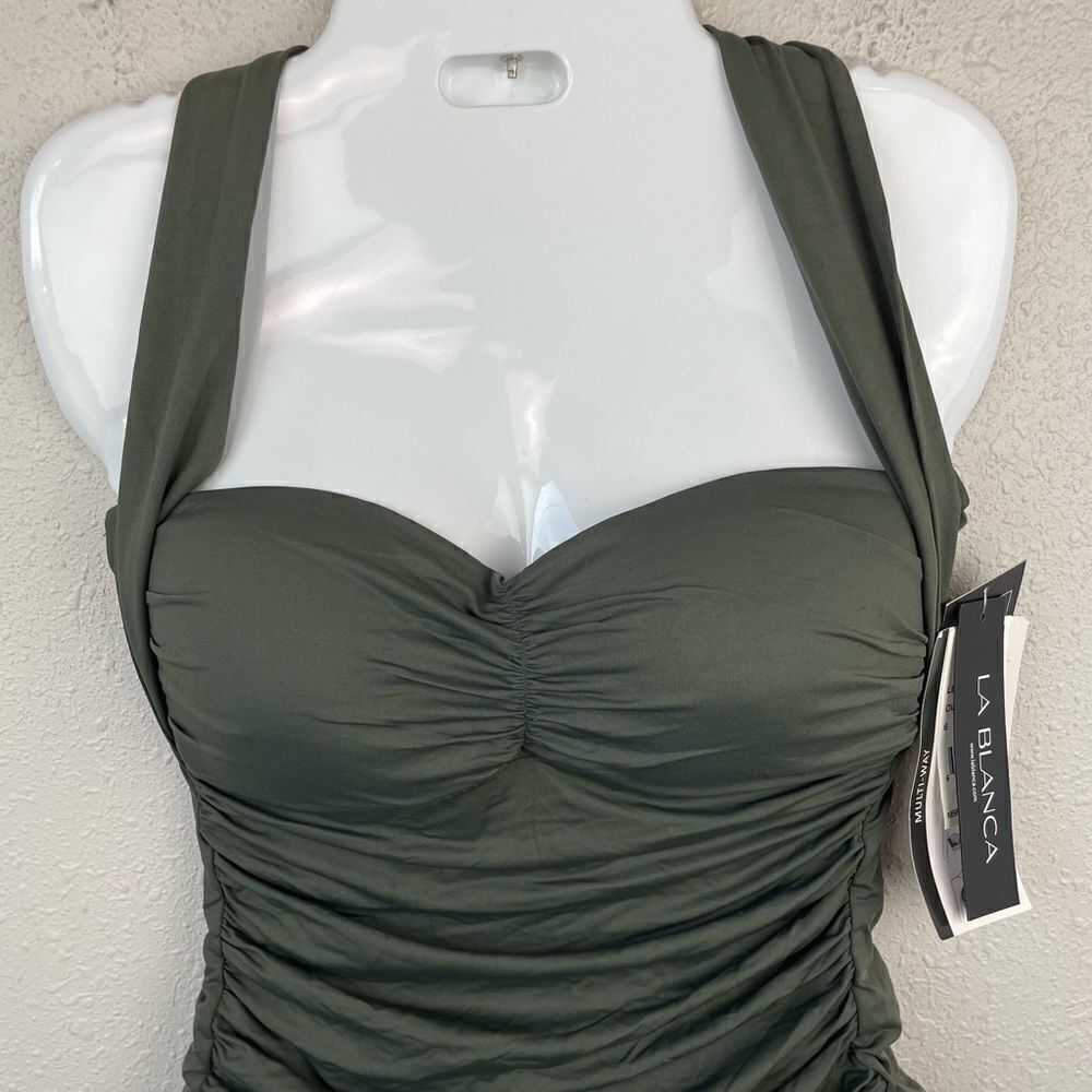 NWT La Blanca Olive Green Tankini Swim Top - Picture 2 of 6
